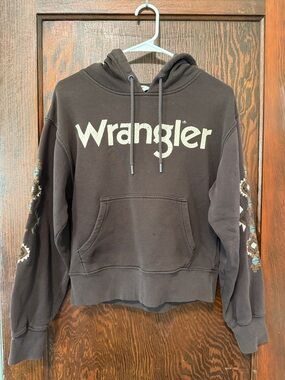 Wrangler Brown Hoodie Sweater with Ivory Logo
